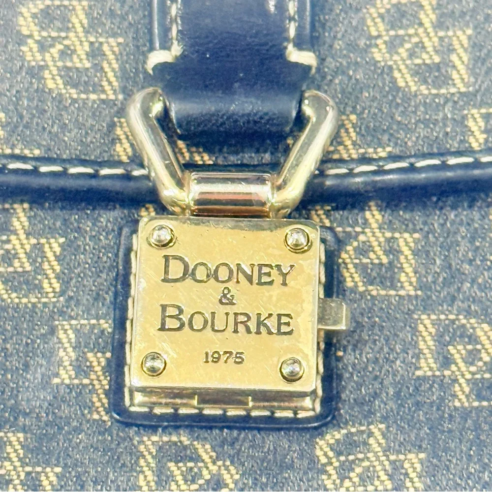 Dooney & Bourke Monogrammed Tan and Black Wristlet Clutch